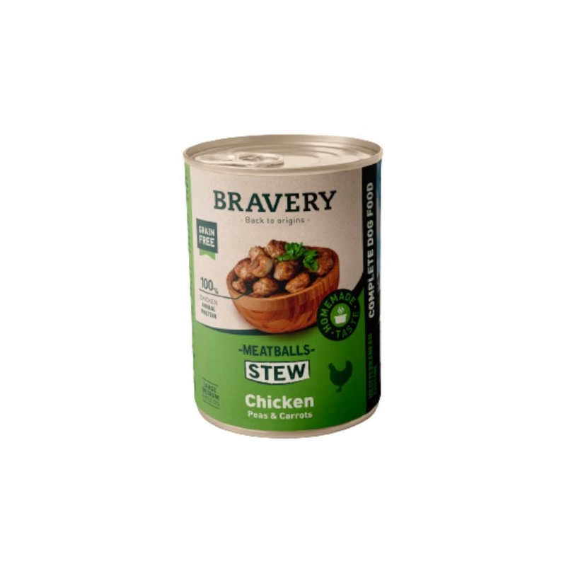 umido ipoallergenico cani, wet food polpette senza cereali, pasto umido monoproteico cane, Bravery umido cane ipoallergenico, cibo umido grain free cane