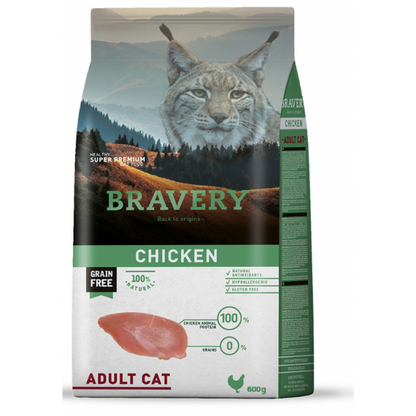 Bravery - Crocchette per Gatti Adulti Ipoallergeniche e Senza Cerali Grain Free 600g