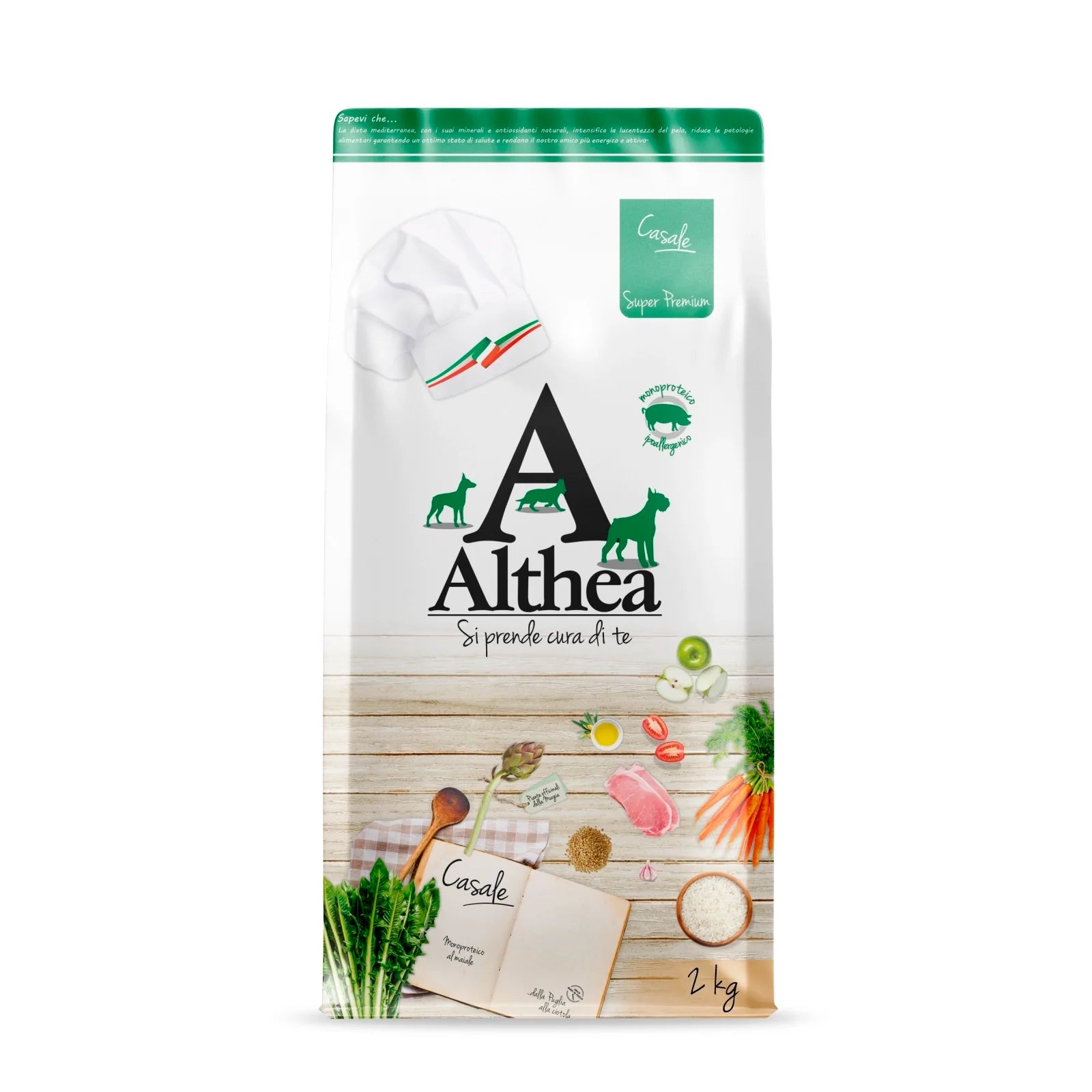 crocchette monoproteiche cane, crocchette monoproteiche al maiale, crocchette ipoallergeniche cane, alimento ipoallergenico cani, crocchette con omega 3 e omega 6, crocchette naturali made in Puglia, althea casale crocchette, crocchette per cani con intolleranze