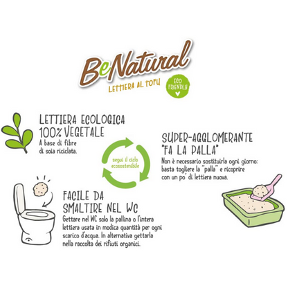 Cat&Rina - BeNatural Lettiera al Tofu Ecologica Vegetale Agglomerante per Gatti 5,5 L