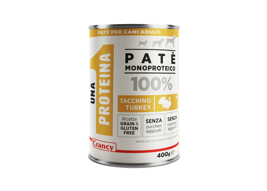 patè monoproteico cane, umido monoproteico cane, Crancy 1 Proteina umido cane, umido grain free cane maiale, cibo completo cane sensibile, alimentazione cane senza cereali