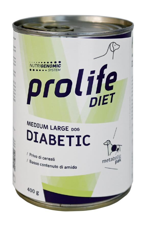 Prolife - Lattina di Umido per Cani affetti da Diabete Mellito Diabetic Medium/Large 400g