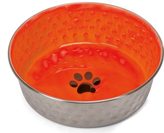 Imac - Ciotola in Acciaio con Bordo Gomma e finitura in Ceramica per Cani e Gatti