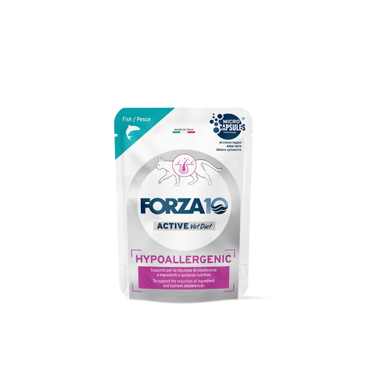 Forza 10 umido gatto, Forza 10 Hypoallergenic gatto, umido gatto ipoallergenico, cibo dietetico allergia gatto, Forza10 veterinario gatto, umido gatto intolleranza alimentare