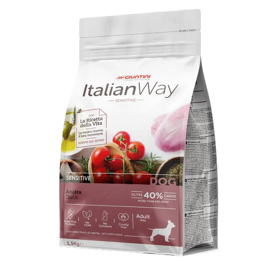 ItalianWay - Crocchette Medie per Cani Adulti Anatra Sensitive Senza Cereali Media e Grossa Taglia Grain Free