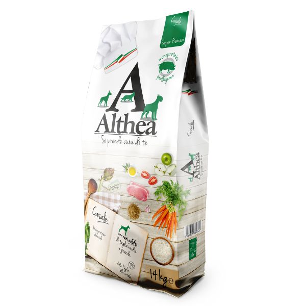 Althea - Crocchette Monoproteiche Ipoallergeniche Super Premium con Erbe Officinali per Cani Adulti di Media e Grossa Taglia