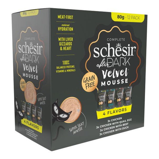 Schesir - After Dark Velvet Mousse Multipack Umido per Gatti Adulti 12 x 80g