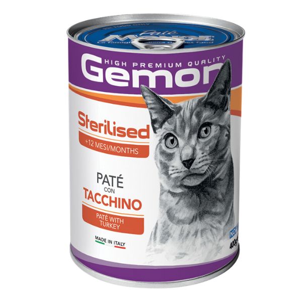 Gemon - Tacchino Sterilised Lattina di Umido per Gatti Sterilizzati 400g