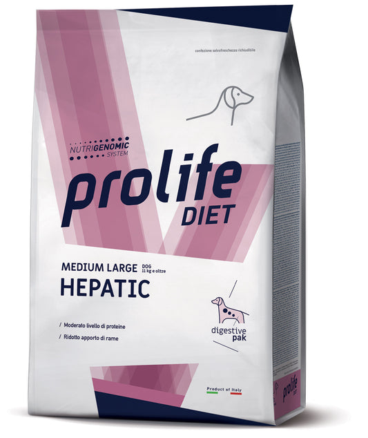 Prolife - Crocchette Medium/Large Complete e Dietetiche per Cani con Insufficienza Epatica Cronica Hepatic Veterinary Diet
