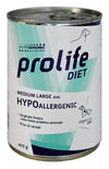 Prolife - Lattina di Umido IPOALLERGENICO per Cani Ipersensibili e Intolleranti Hypoallergenic Medium/Large 400g