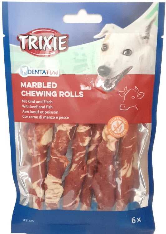 Trixie - Snack a Stick per Cani a Bastoncino Ricoperto da Filetto di Manzo arrotolato Chewing Rolls Snack per cani