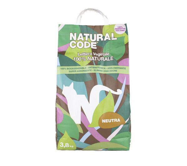 Natural Code - Lettiera Neutra Vegetale al Mais Agglomerante ed Ecologica per Gatti 4 Kg