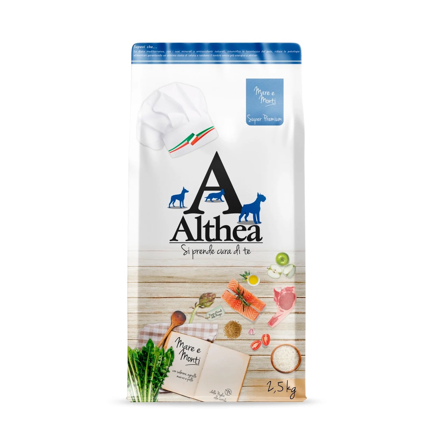 althea crocchette cane, Apporto proteico completo da carne e pesce per muscoli forti, Idoneo a mantenere cute sana e pelo lucido, Supporto digestivo naturale e azione antiossidante, Formula ricca e 100% italiana, senza OGM e conservanti, Ideale per cani attivi e con sensibilità alimentari