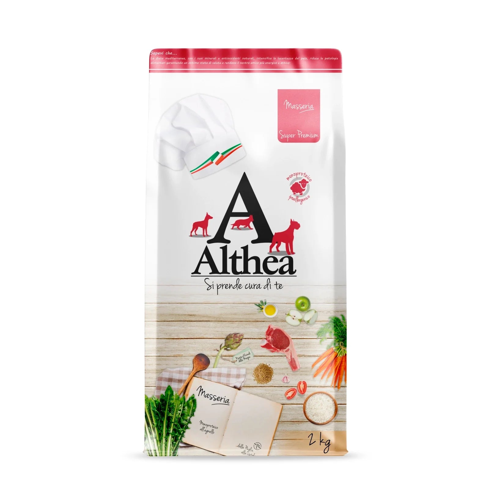 crocchette monoproteiche cane, crocchette ipoallergeniche cane, alimento per cani sensibili all’agnello, cibo secco ipoallergenico per cani, crocchette Althea Super Premium, alimentazione naturale per cani, crocchette italiane per cani adulti, cibo per cani senza allergeni