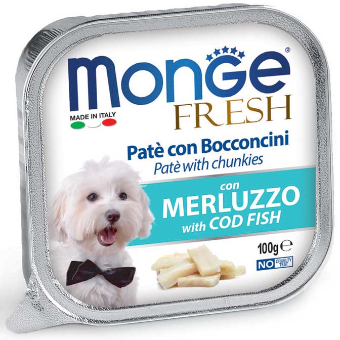 Monge - Vaschette di umido in Patè completo con cuore a Bocconcino per Cane Fresh 100g