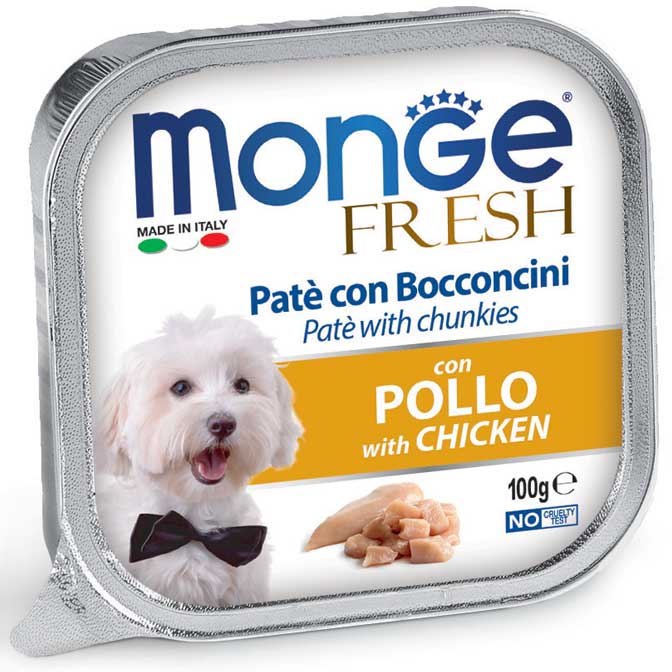 Monge - Vaschette di umido in Patè completo con cuore a Bocconcino per Cane Fresh 100g