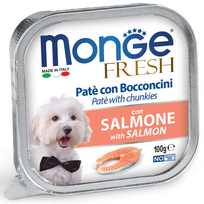 Monge - Vaschette di umido in Patè completo con cuore a Bocconcino per Cane Fresh 100g
