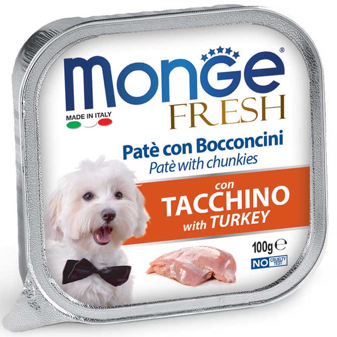 Monge - Vaschette di umido in Patè completo con cuore a Bocconcino per Cane Fresh 100g