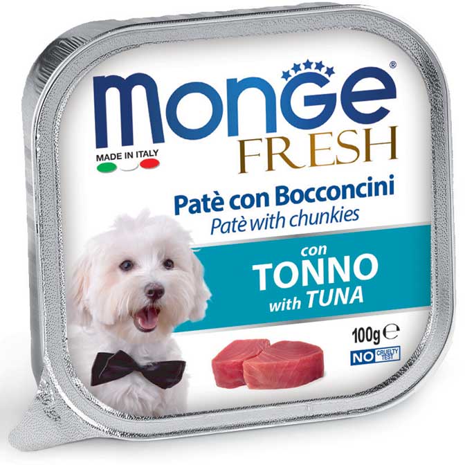 Monge - Vaschette di umido in Patè completo con cuore a Bocconcino per Cane Fresh 100g