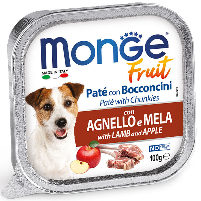 Monge - Umido con Frutta in Patè con Bocconcini per Cani Fruit 100g