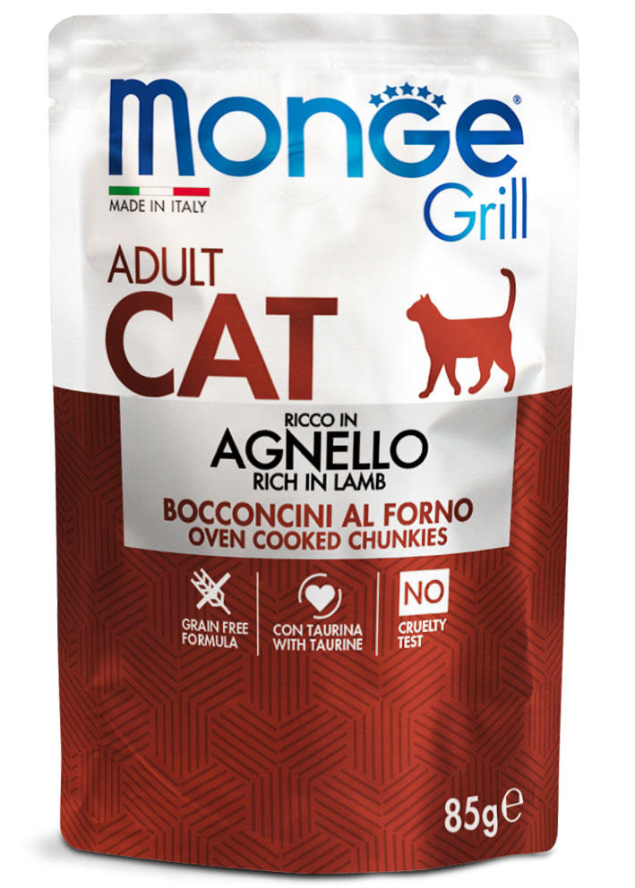 Monge - Buste di Bocconcini in Gelatina per Gatti Adulti Grill Grain Free 85 g