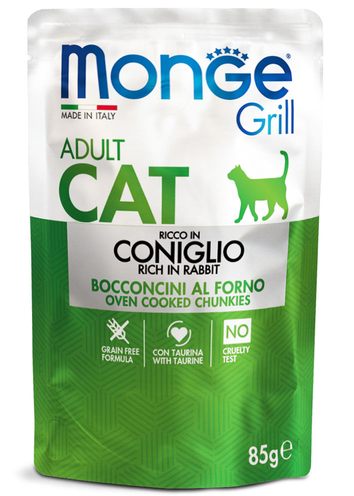 Monge - Buste di Bocconcini in Gelatina per Gatti Adulti Grill Grain Free 85 g