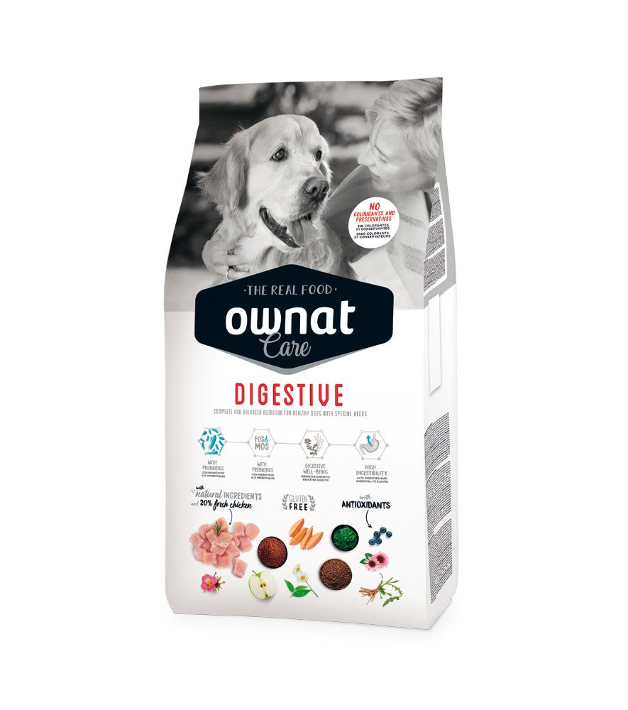 Ownat - Crocchette Ipoallergeniche per Cani con Problemi Intestinali Digestive Care Grain Free