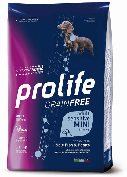 Prolife - Crocchette SENZA CEREALI per Cani con SENSIBILITÀ ALIMENTARI Grain Free Mini