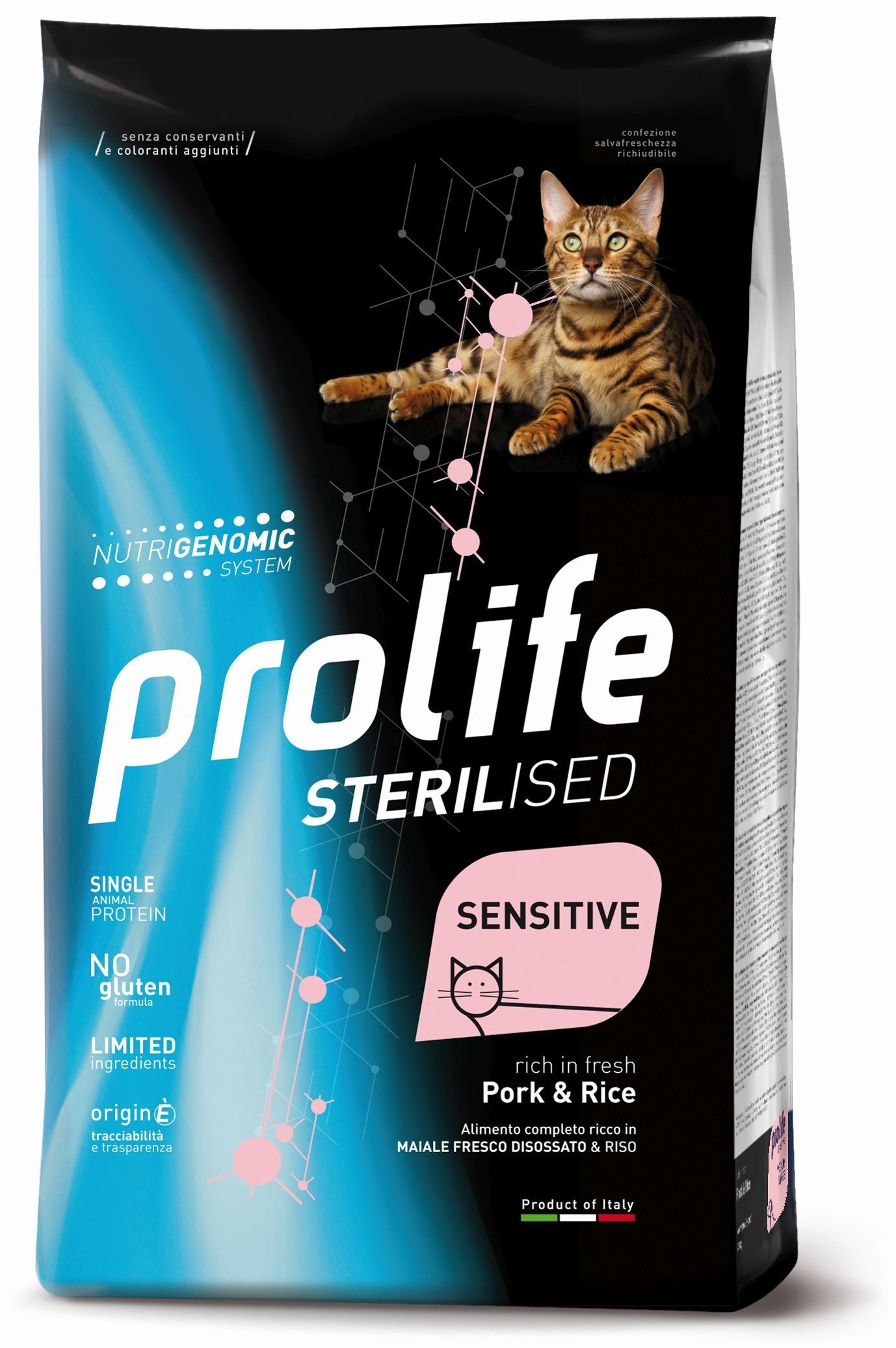 Prolife - Crocchette per Gatti Sterilizzati Maiale e Riso Sterilised 1,5 Kg