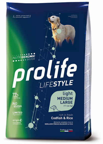 Prolife - Crocchette per Cani in SOVRAPPESO Lifestyle Medium/Large 12 Kg