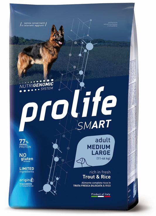 Prolife - Crocchette Complete per Cani con Carne Fresca Adulti Smart Medium/Large 12 Kg