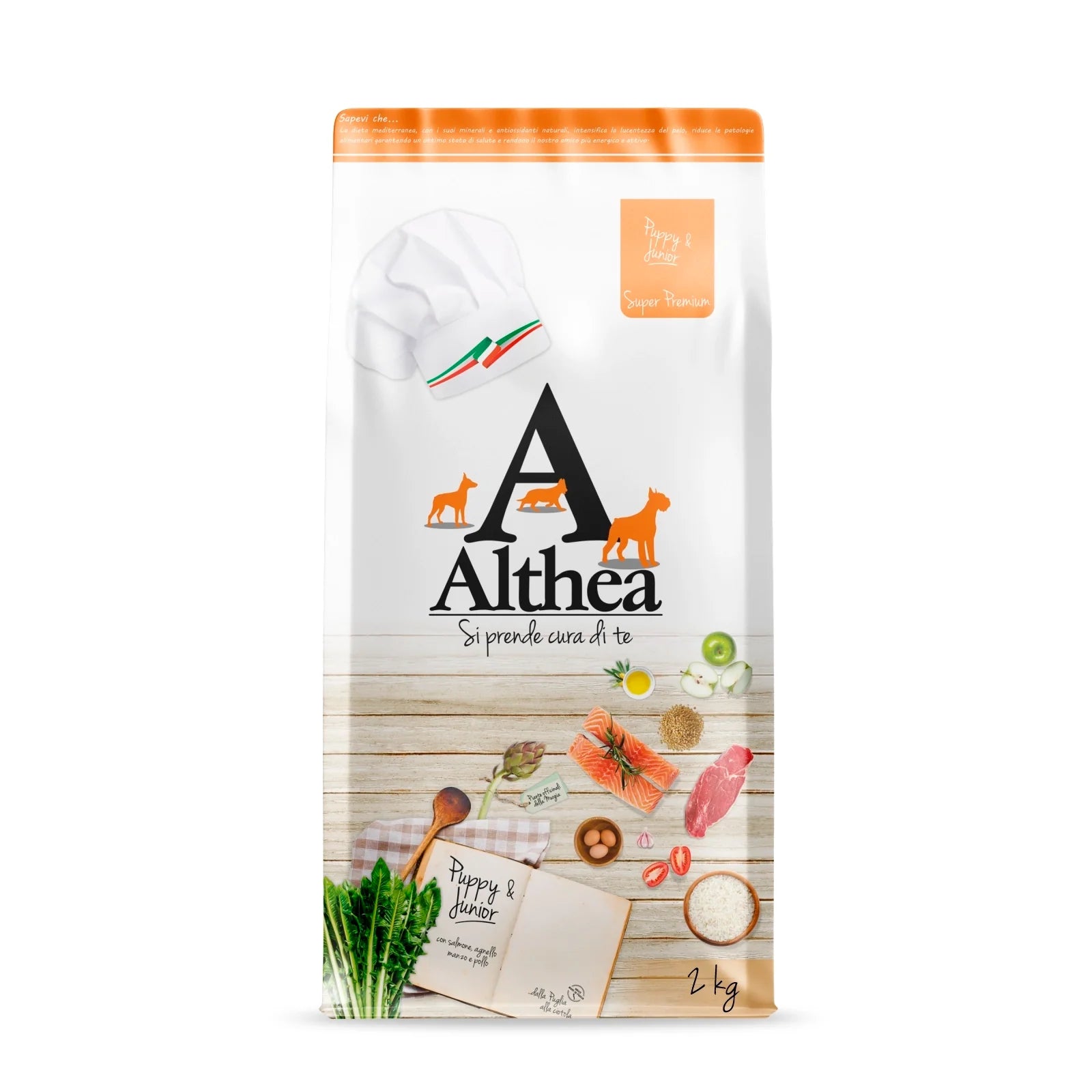althea crocchette cane cucciolo, crocchette puppy taglia piccola, alimento cuccioli proteico, crocchette con salmone, cibo secco cane crescita, Althea Puppy & Junior, crocchette con uova, crocchette con omega 3 cuccioli