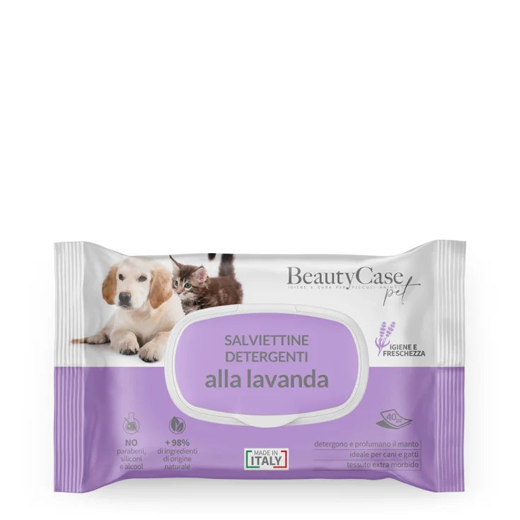 Beauty Case - Salviettine Detergenti per Cani e Gatti 40 Pezzi Profumo Intenso
