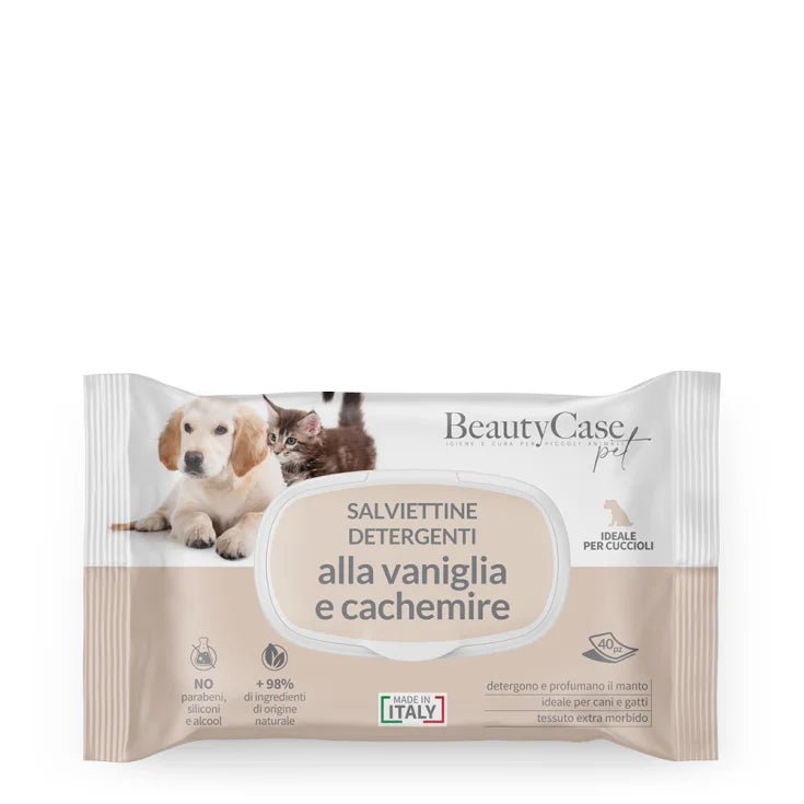 Beauty Case - Salviettine Detergenti per Cani e Gatti 40 Pezzi Profumo Intenso