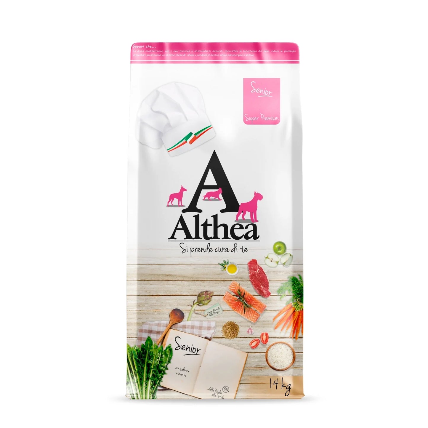 crocchette cane anziano, althea senior, cibo cane anziano con glucosamina, crocchette per articolazioni cane anziano, alimento per cani anziani made in Puglia, crocchette con condroitina e glucosamina cane, crocchette con omega 3 e 6, Althea Super Premium Senior