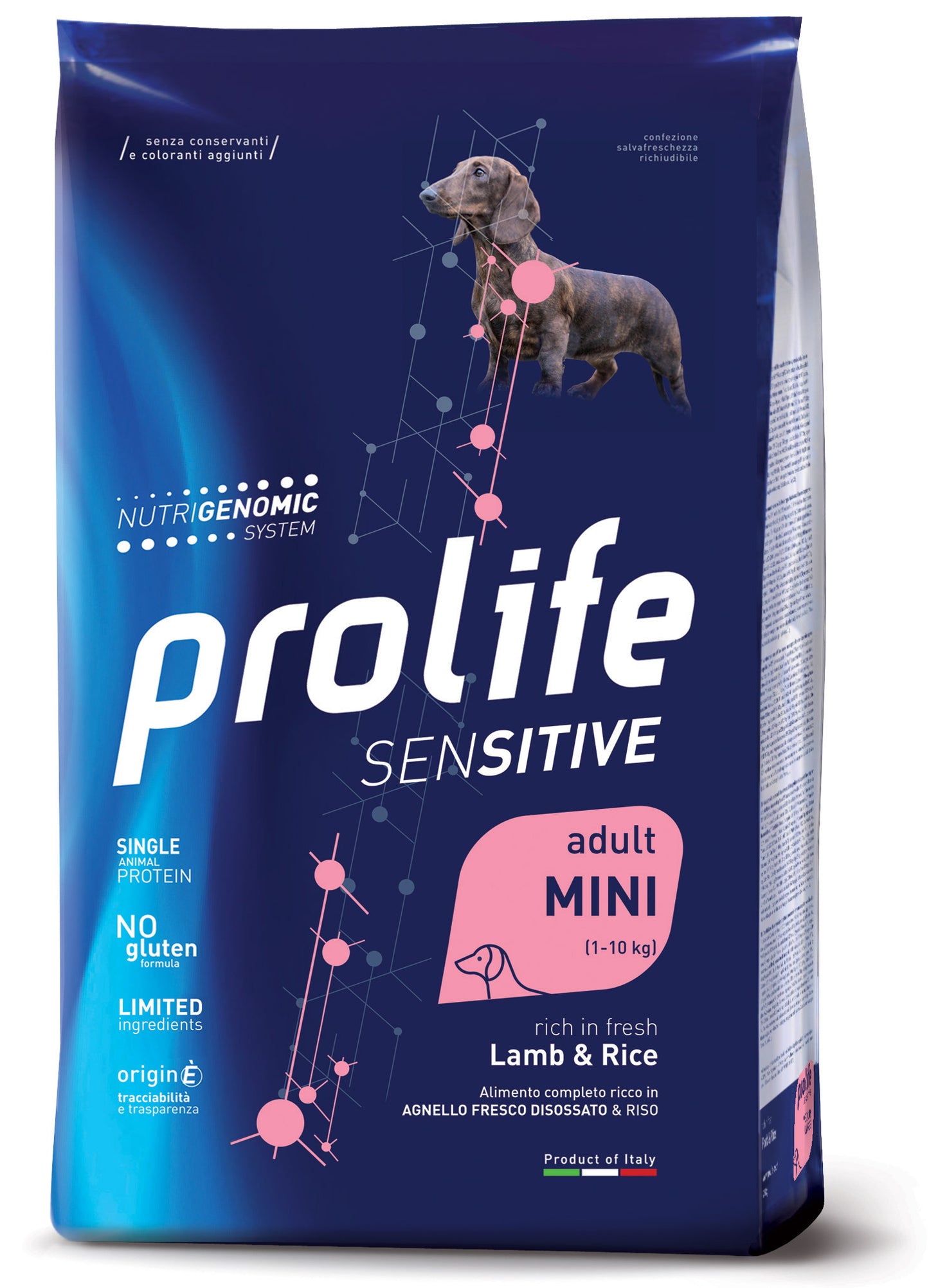 Prolife - Crocchette Monoproteiche per Cani Adulti di Piccola Taglia con SENSIBILITÀ ALIMENTARI Sensitive Mini Adult 2Kg