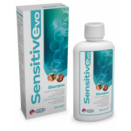 ICF - Sensitive Evo Shampoo Lavaggi Frequenti per Pelle Sensibile e Cute Arrossata e Disidratatadi Gatti e Cani 200 ml