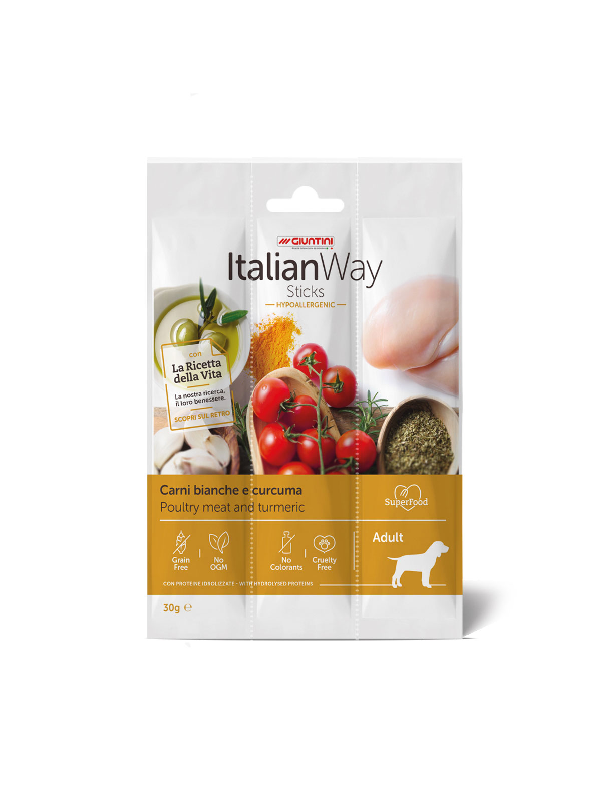 ItalianWay - Snack IPOALLERGENICO per Cani in Sticks di Carne di Alta Qualità Hypoallergenic