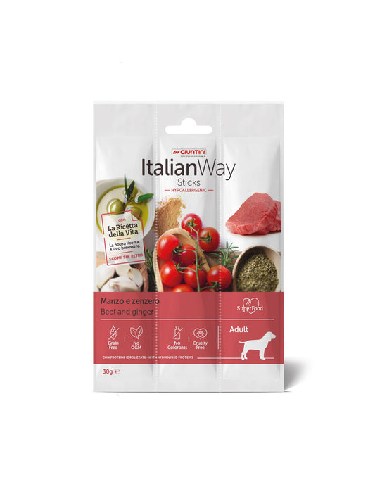 ItalianWay - Snack IPOALLERGENICO per Cani in Sticks di Carne di Alta Qualità Hypoallergenic