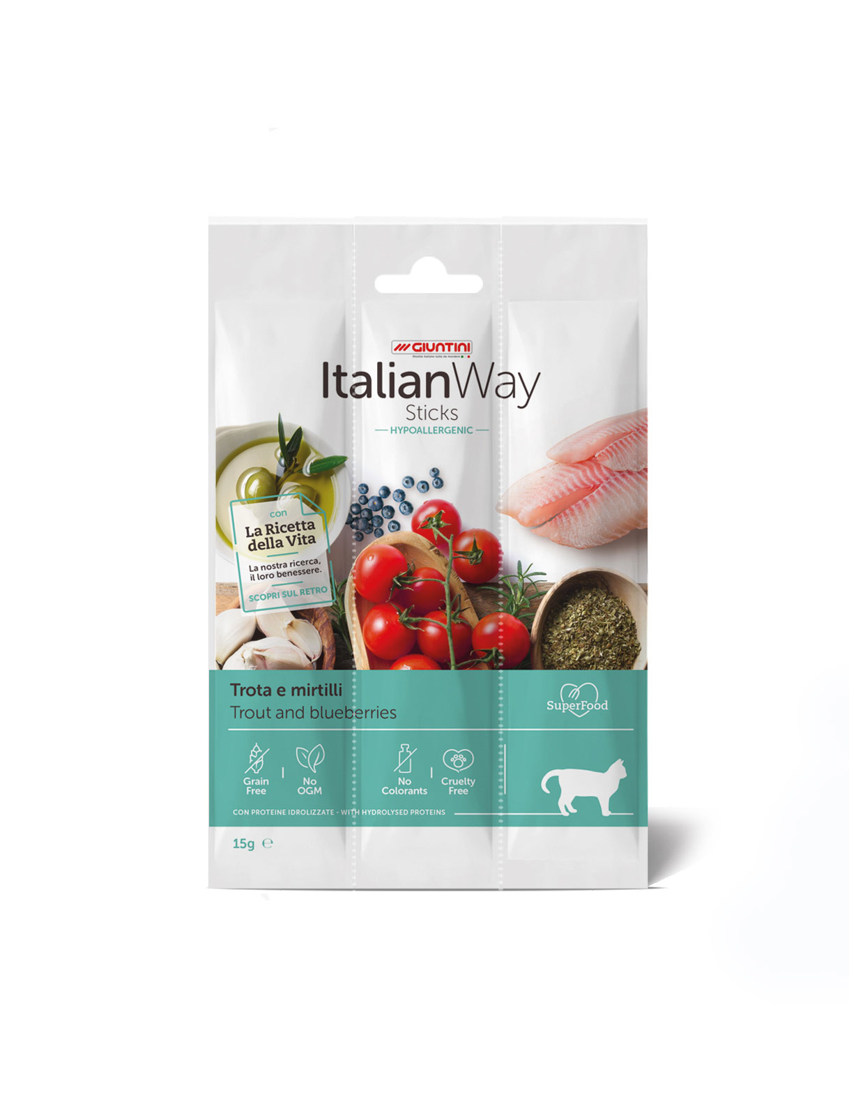 ItalianWay - Snack IPOALLERGENICO per Gatti in Sticks di Carne di Alta Qualità 85g