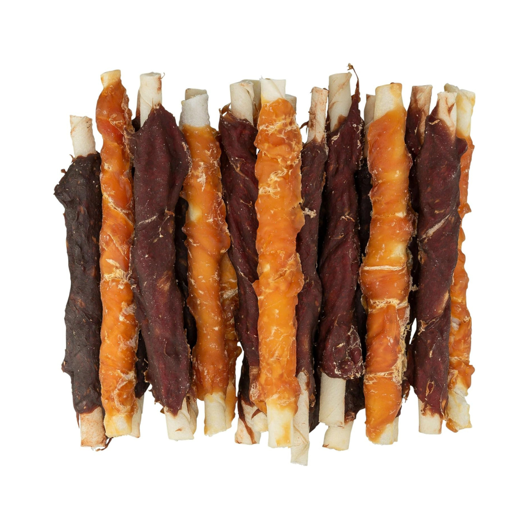 Trixie chewing rolls cani, snack masticabile per cani, bastoncini di pelle bovina per cani, stick con pollo manzo agnello per cani, snack naturale senza glutine per cani, chewing rolls Trixie 250g, premio masticabile per cani adulti, alimento complementare per cani, snack dentale naturale per cani