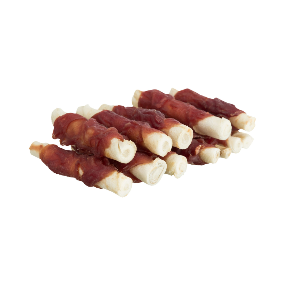 Trixie chewing rolls mini, snack masticabile con anatra per cani, bastoncini di pelle bovina per cani, cibo naturale per cani piccoli, snack senza glutine per cani, chewing rolls Trixie 120g, snack dentale per cani piccoli, stick di anatra per cani, alimento complementare naturale per cani