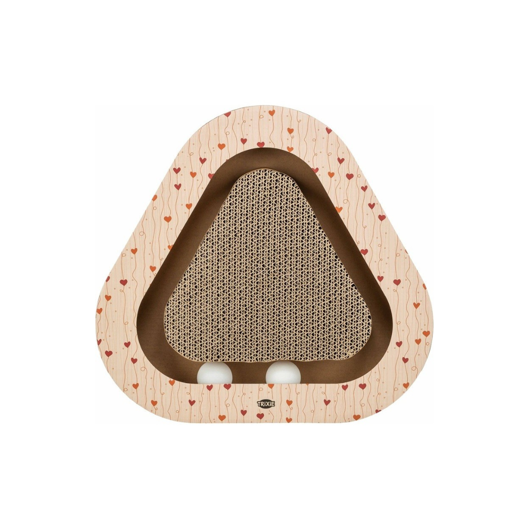 tiragraffi gatto cartone, tiragraffi con erba gatta, gioco gatto con palline, tiragraffi Trixie, regalo gatto San Valentino, accessori gatto tiragraffi