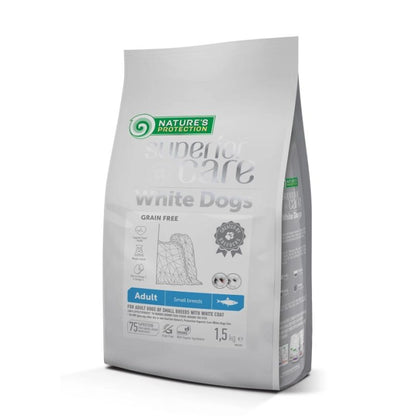 Nature's Protection - Crocchette Senza Cereali per Cani Adulti a Pelo Bianco Superior Care Mini