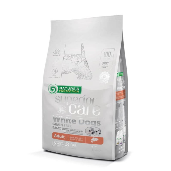 Nature's Protection - Crocchette Senza Cereali per Cani Adulti a Pelo Bianco Superior Care Mini