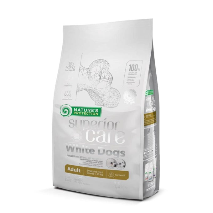 Nature's Protection - Crocchette Senza Cereali per Cani Adulti a Pelo Bianco Superior Care Mini