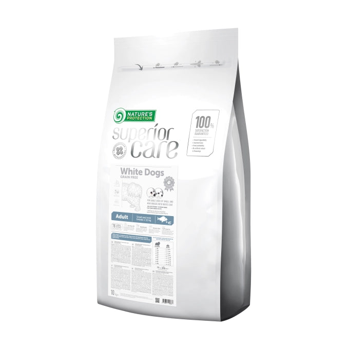 Nature's Protection - Crocchette Senza Cereali per Cani Adulti a Pelo Bianco Superior Care Mini
