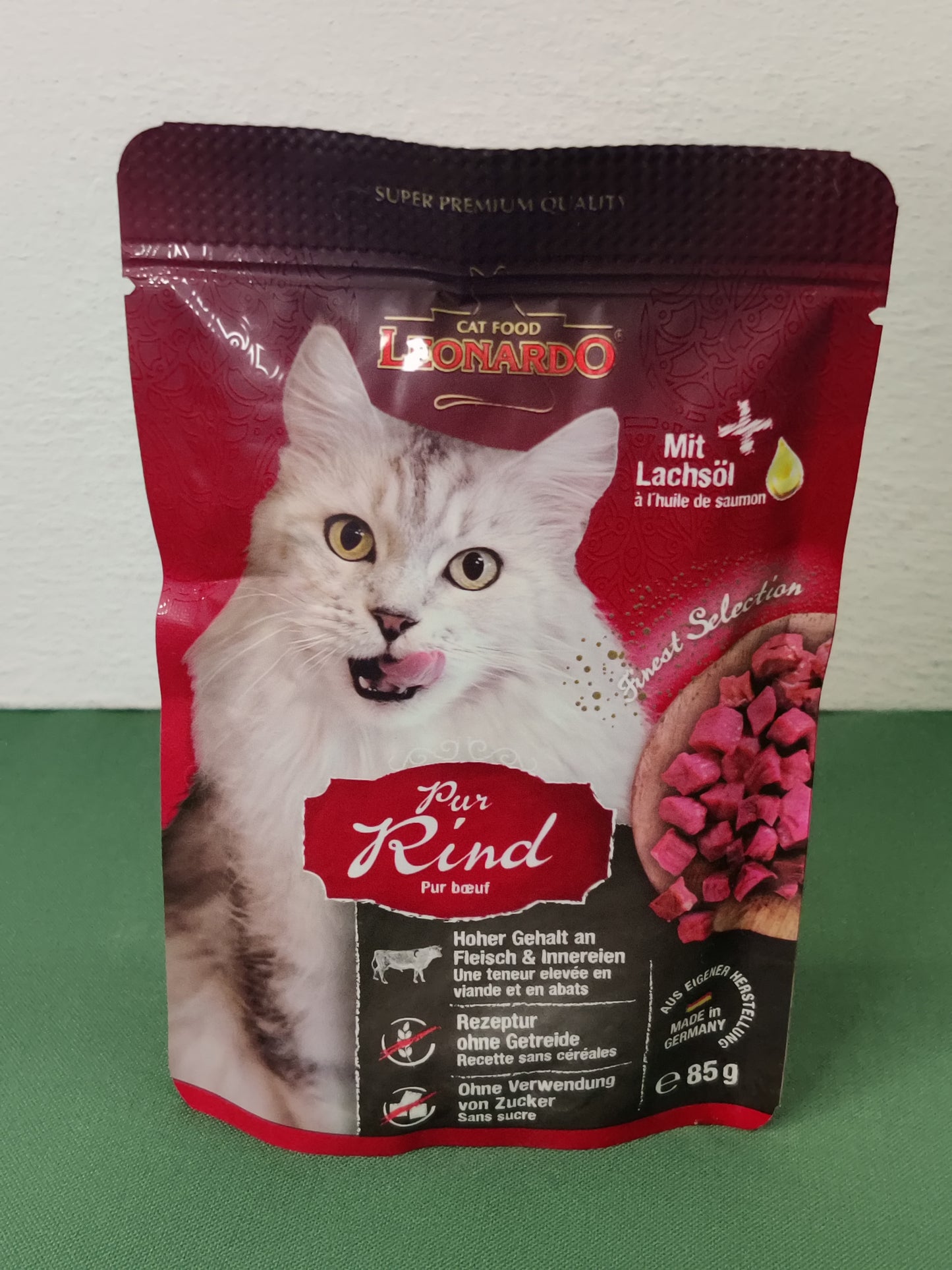 Leonardo - Bustina di umido in bocconi di Alta Qualità Senza Cereali e Senza Glutine per gatti Finest Selection 85g