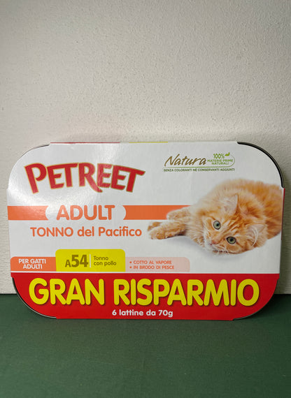 Petreet - Lattine umido completo per gatti Natura Gran Risparmio Multipack 6x70g